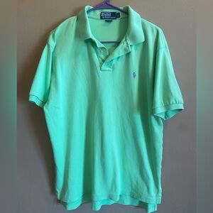 Polo Ralph Lauren lime green cotton button classic polo size L